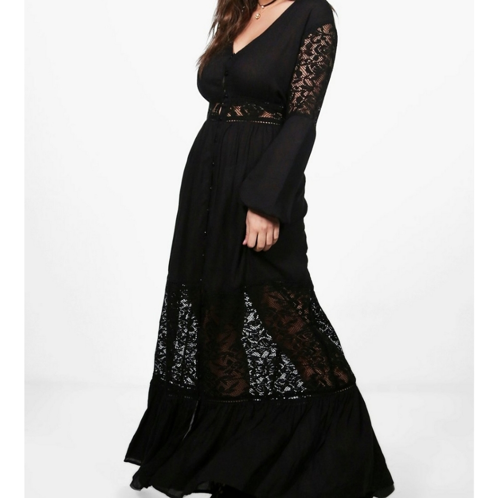 Boohoo lace insert maxi dress